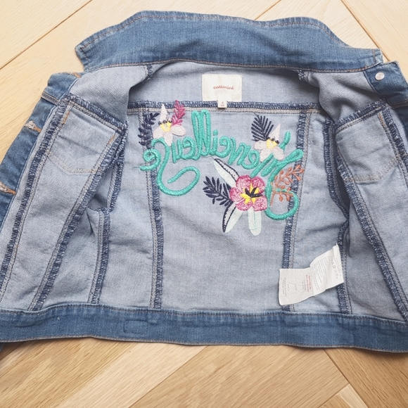Girl Denim Embroidered Catimini Jacket, size 4T. - Picture 3 of 4